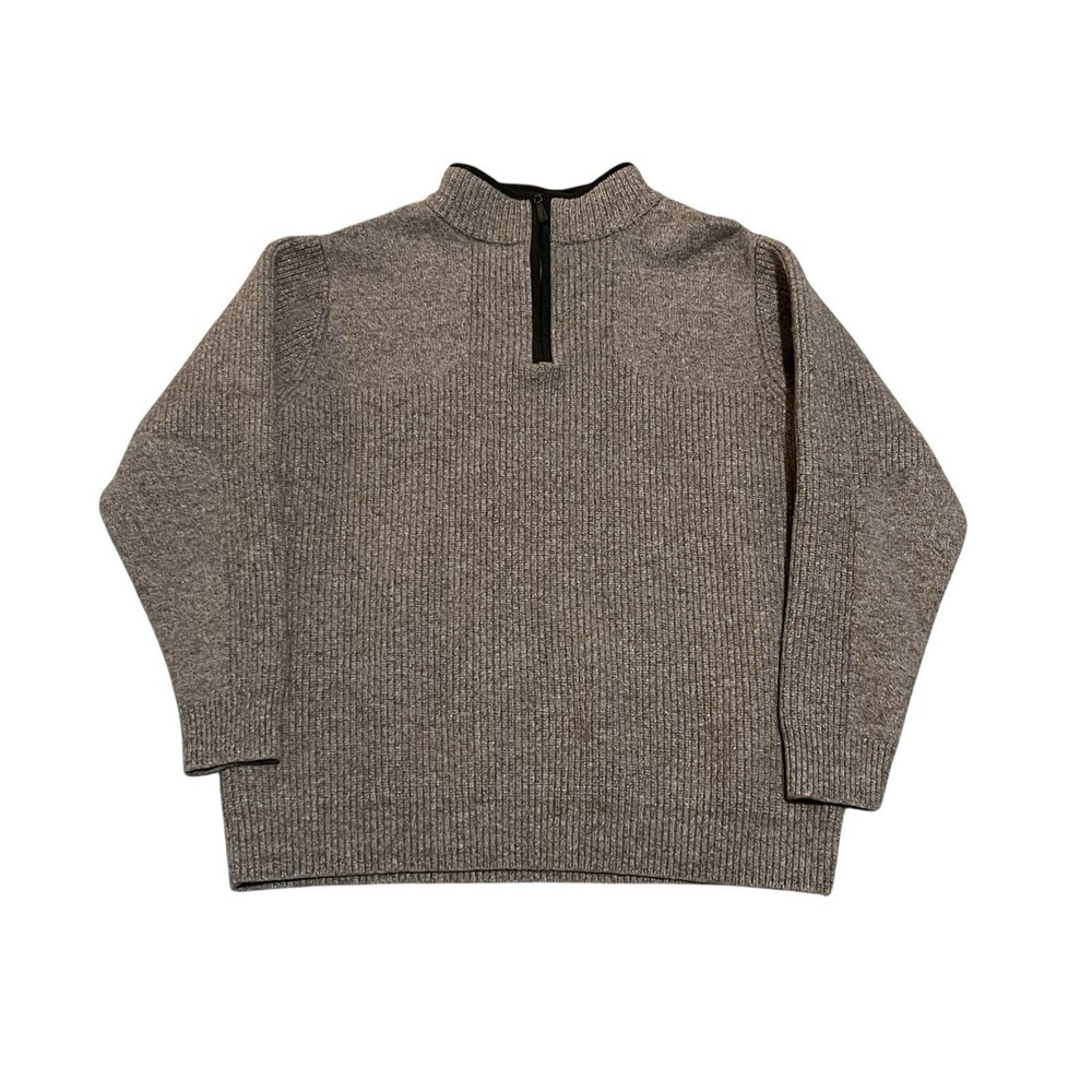 LL Bean Waterfowl Wool Sweater Sable Brown Tall XL Merino Lambswool 1/4 Zip $119